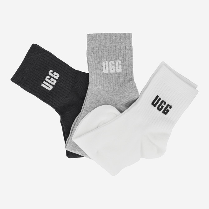 UGG Australia QUINLIN LOGO QUARTER 3-PACK - White, Assorted - Back View