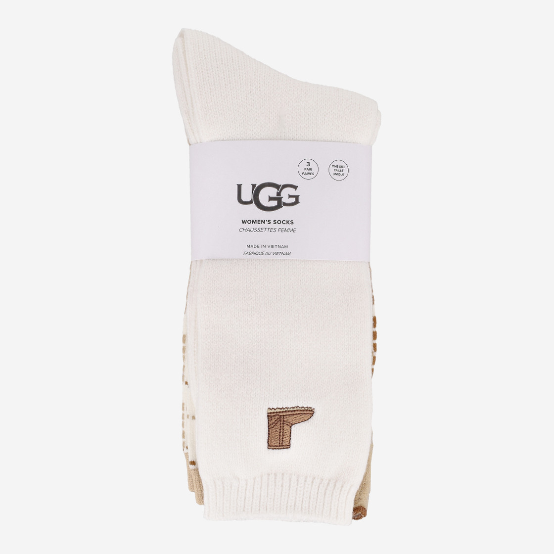 UGG Australia UGG CLASSIC CREW 3-PACK - White / Beige / Brown - Front View