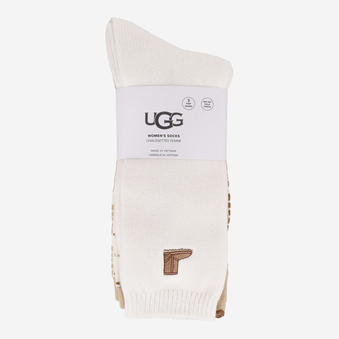 UGG Australia UGG CLASSIC CREW 3-PACK - White / Beige / Brown - Front View