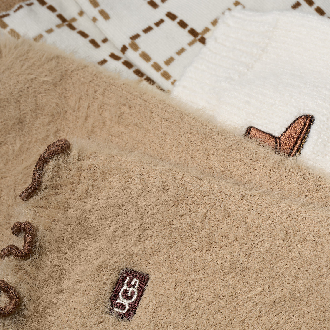 UGG Australia UGG CLASSIC CREW 3-PACK - White / Beige / Brown - Sole